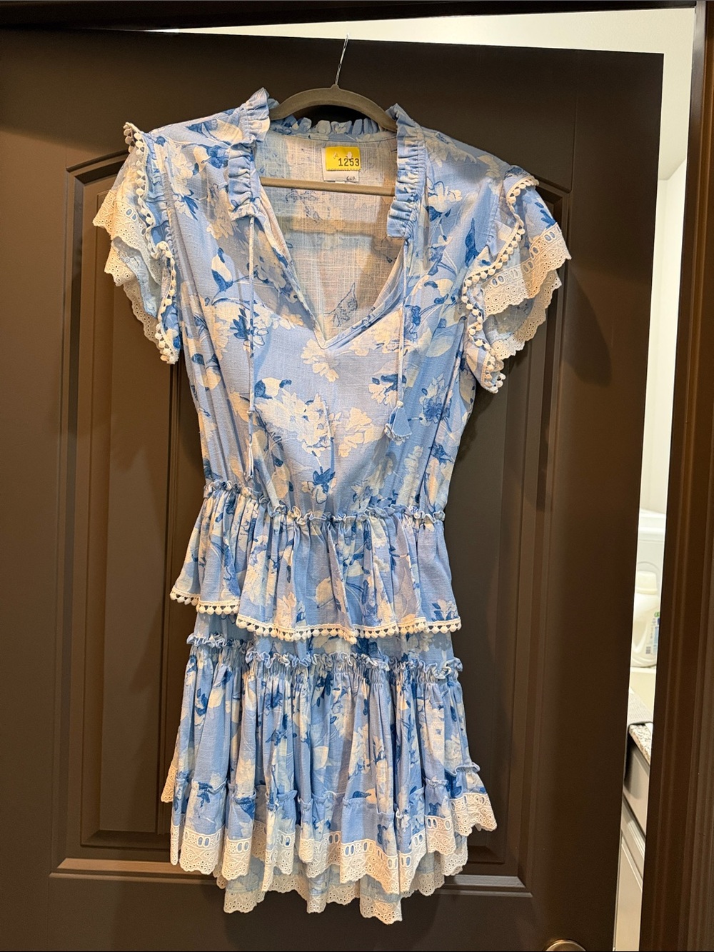 Misa Los Angeles Blue and White Floral Mini Dress